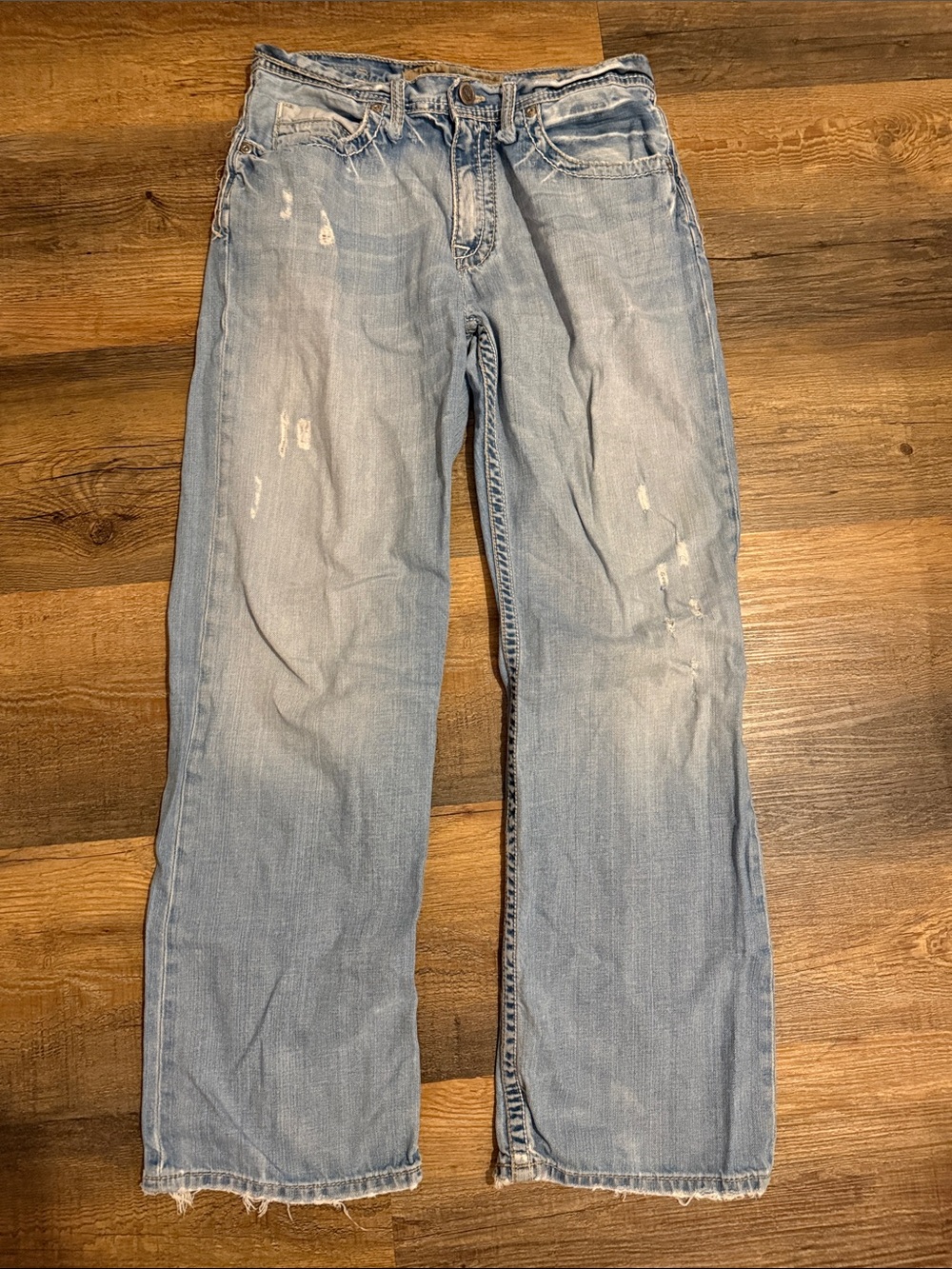BKE Light Blue Men’s Distressed Straight-Leg Jeans - Classic Casual